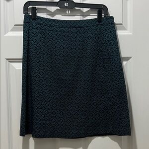Margaret M Teal Geometric A-Line Skirt